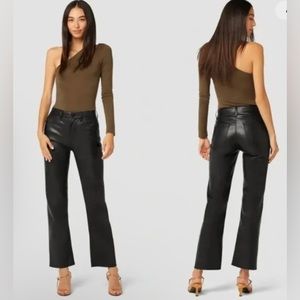 Hudson Remi Faux Leather High Rise Straight Leg Pants Black Sz 33 NWOT